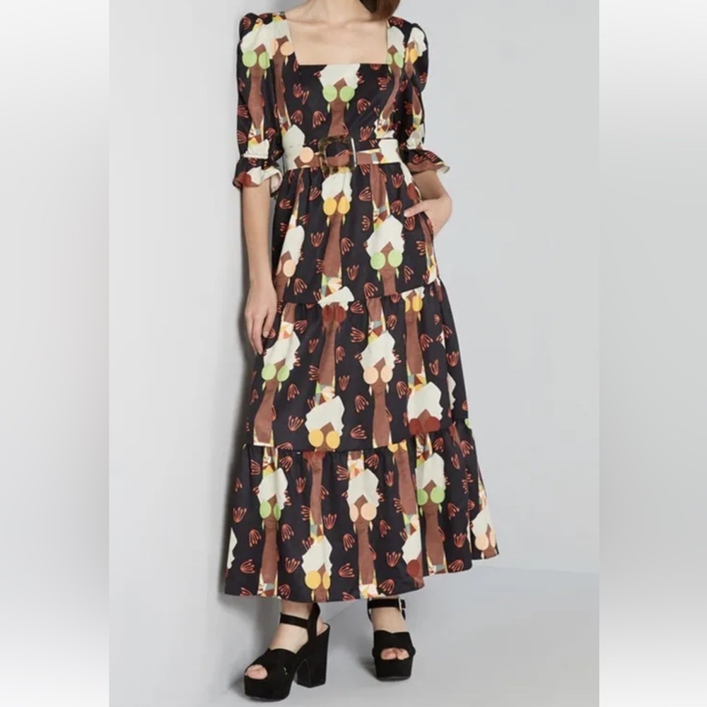 NWT Hutch Anthropologie Maxi Midi Let’s Go Boho Dress Size 6‎ ModCloth Belted
